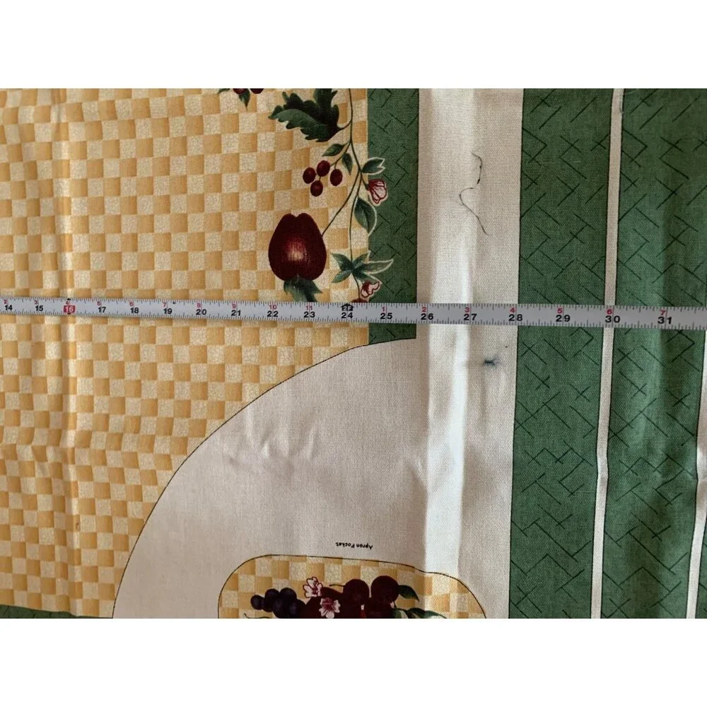 Antique Fruit Apron Sewing Fabric Panel By Leslie Beck 1990s